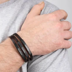Graviertes Männer Armband mit 3 Wunschtexten