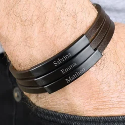 Graviertes Männer Armband mit 3 Wunschtexten