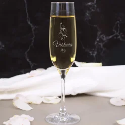 graviertes Sektglas Flower Edition mit Wunschnamen