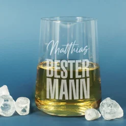 Graviertes Trinkglas - Bester Mann - mit Name | Personalisiertes Männer Geschenk Glas 430 ml