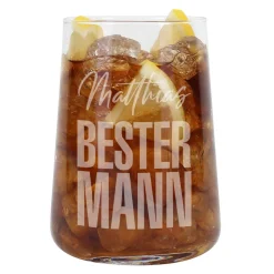 Graviertes Trinkglas - Bester Mann - mit Name | Personalisiertes Männer Geschenk Glas 430 ml