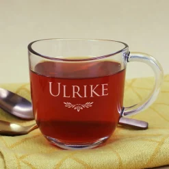 Graviertes Trinkglas mit Henkel mit Ihrem Wunschnamen
