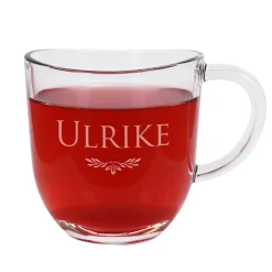 Graviertes Trinkglas mit Henkel mit Ihrem Wunschnamen