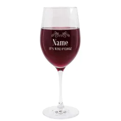 Graviertes Weinglas IT'S WINE O'CLOCK! mit Name