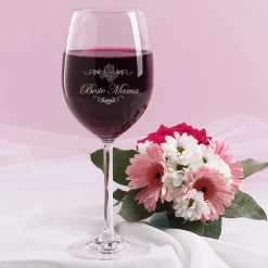 graviertes Weinglas Weinreben Ornamente mit Wunschname