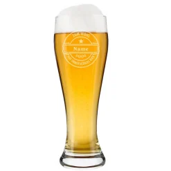 graviertes Weizenbierglas Zum Wohl mit Wunschname