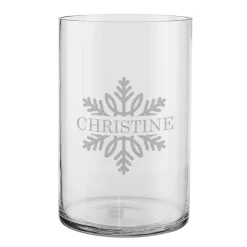 Gravierte Vase mit Schneeflocke und Wunschtext