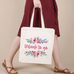 Große Baumwolltasche mit Blumenaufdruck und Ihrem Wunschtext