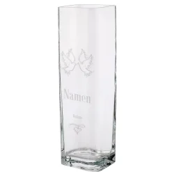 Große Glasvase zur Hochzeit mit personalisierter Gravur