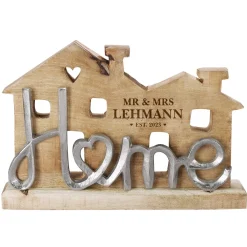 Große Holzskulptur - Home - als Hochzeitsgeschenk mit Gravur