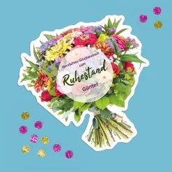 Große Klappkarte Blumenstrauß zur Rente mit Name