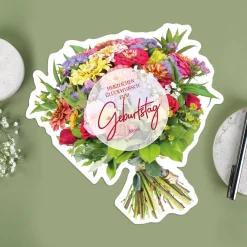 Große Klappkarte Blumenstrauß zum Geburtstag mit Name