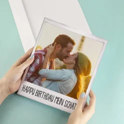 Große Klappkarte Polaroid mit Foto und Wunschtext
