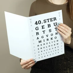 Große Klappkarte Sehtest zum Geburtstag mit Name und Alter