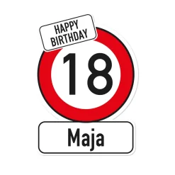 Große Klappkarte zum Geburtstag mit Verkehrszeichen, Alter und Name