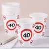 8 große Pappbecher - Verkehrsschild 40