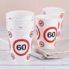 8 große Pappbecher - Verkehrsschild 60