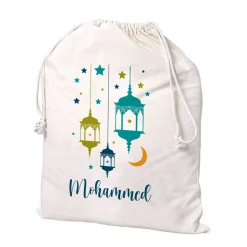 Großer Eid Geschenksack mit Laternen und Text, 2 Farben auswählbar, 40x50 cm