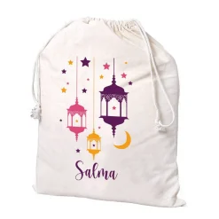 Großer Eid Geschenksack mit Laternen und Text, 2 Farben auswählbar, 40x50 cm