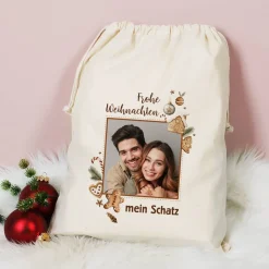 Großer Geschenksack mit Lebkuchen-Motiv & Foto, 40x50 cm