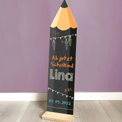 Großer Holzstift zur Einschulung mit Name und Datum 80x20cm