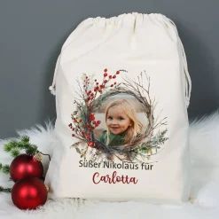 Großer Nikolaussack mit Foto, Wunschtext & Name, 40x50 cm