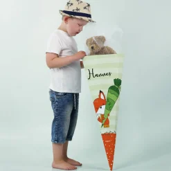 Große Schultüte mit Fuchs und Ihrem Wunschnamen bedruckt