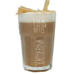 Großes Eiskaffee-Glas mit Namensgravur