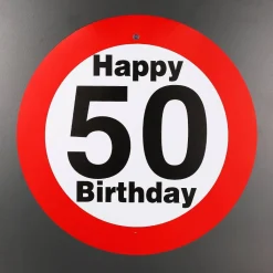großes Verkehrsschild zum 50. Geburtstag