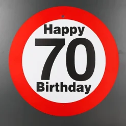 großes Verkehrsschild zum 70. Geburtstag