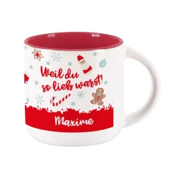 Große Tasse - Weil du so lieb warst - mit Name und Weihnachtsmotiv