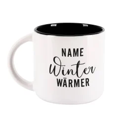 Große Tasse - Winter Wärmer - innen schwarz und mit Ihrem Namen