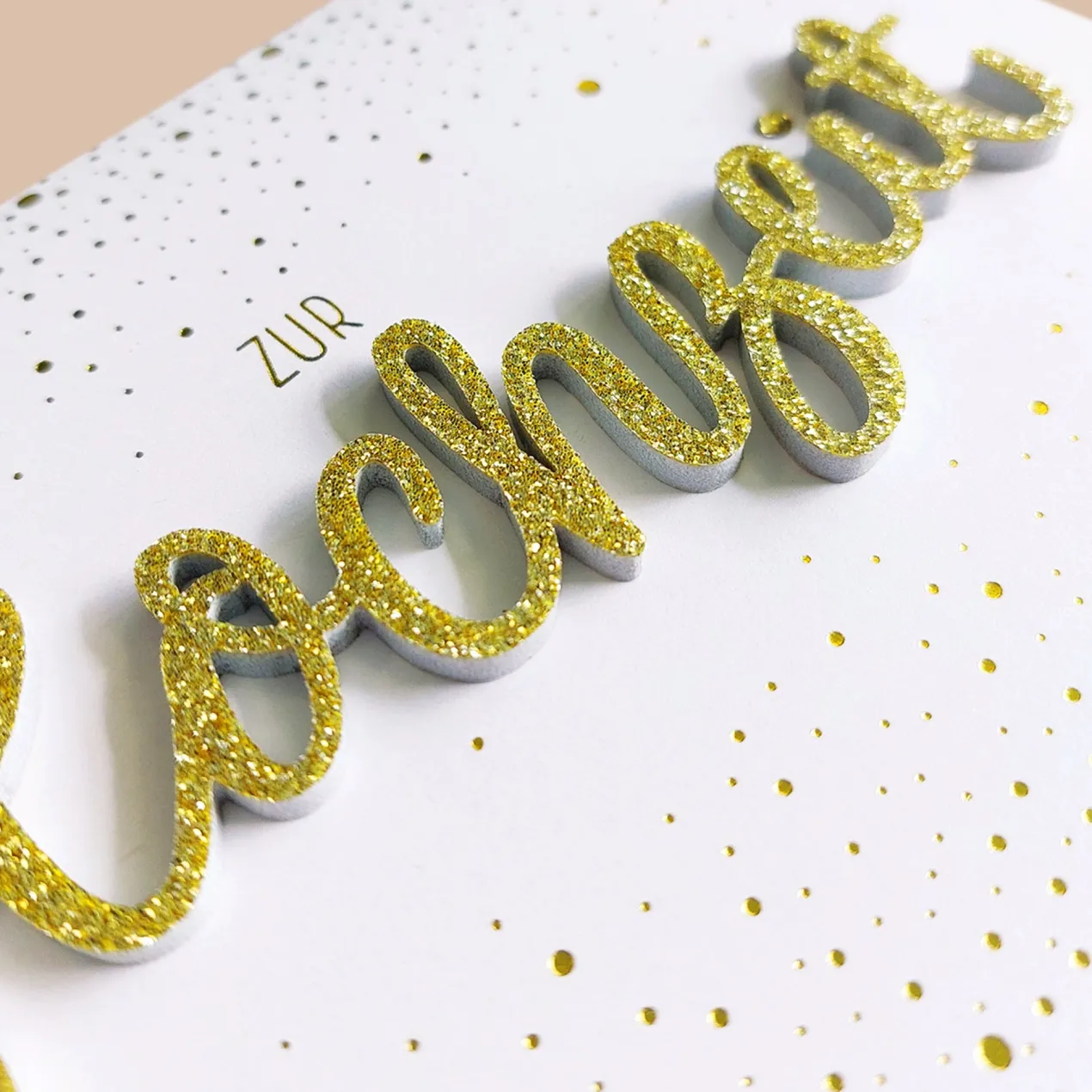 Grußkarte zur Hochzeit mit goldenem 3D Schriftzug