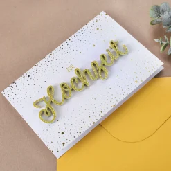 Grußkarte zur Hochzeit mit goldenem 3D Schriftzug