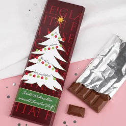 300g Schokolade mit Weihnachtsmotiv und Wunschtext