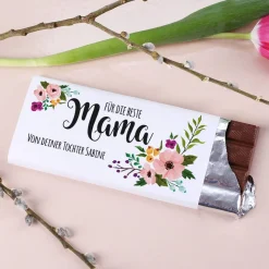 100g Schokolade zum Muttertag mit Blumenmotiv