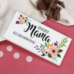 100g Schokolade zum Muttertag mit Blumenmotiv