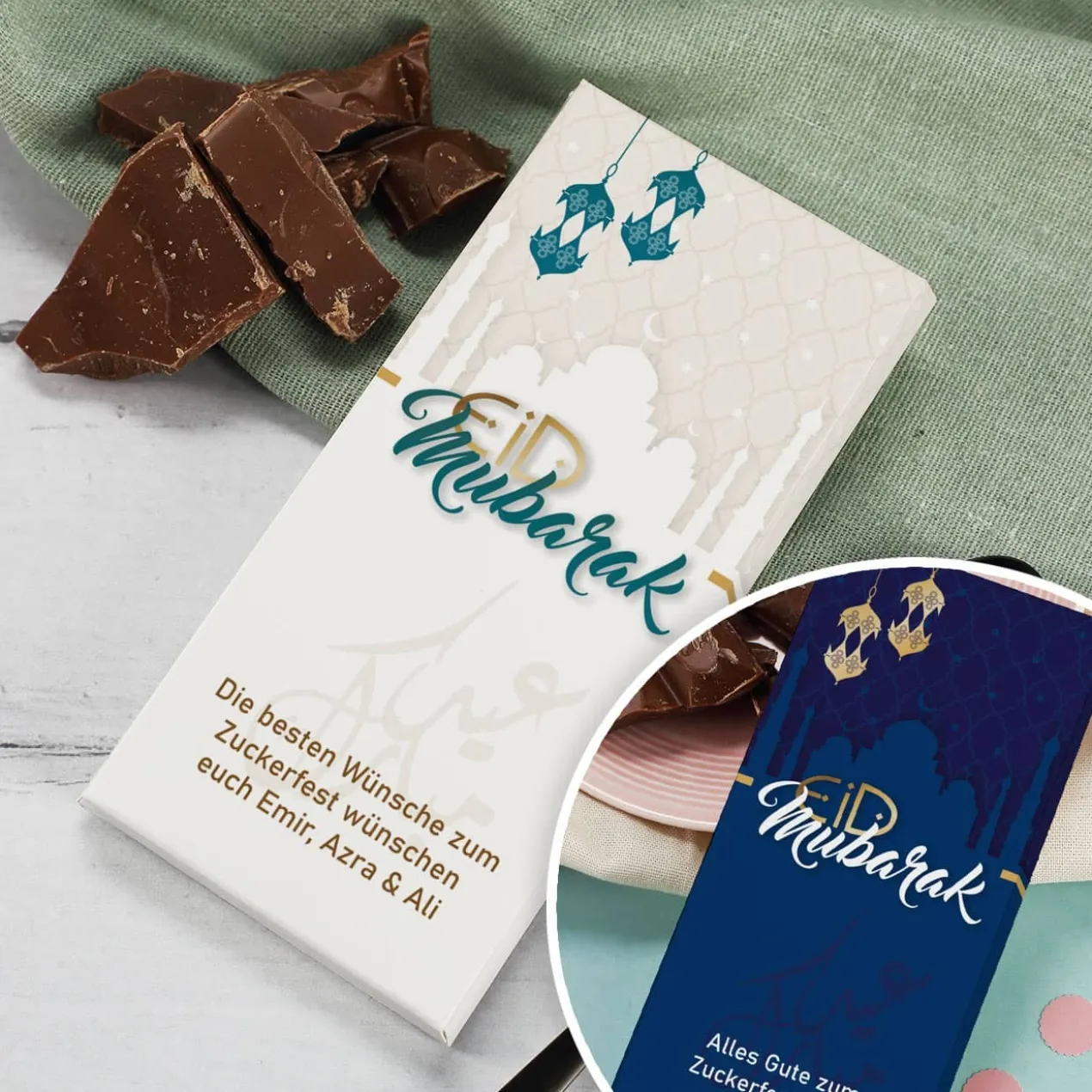 100 g Schokolade zum Zuckerfest mit Wunschtext