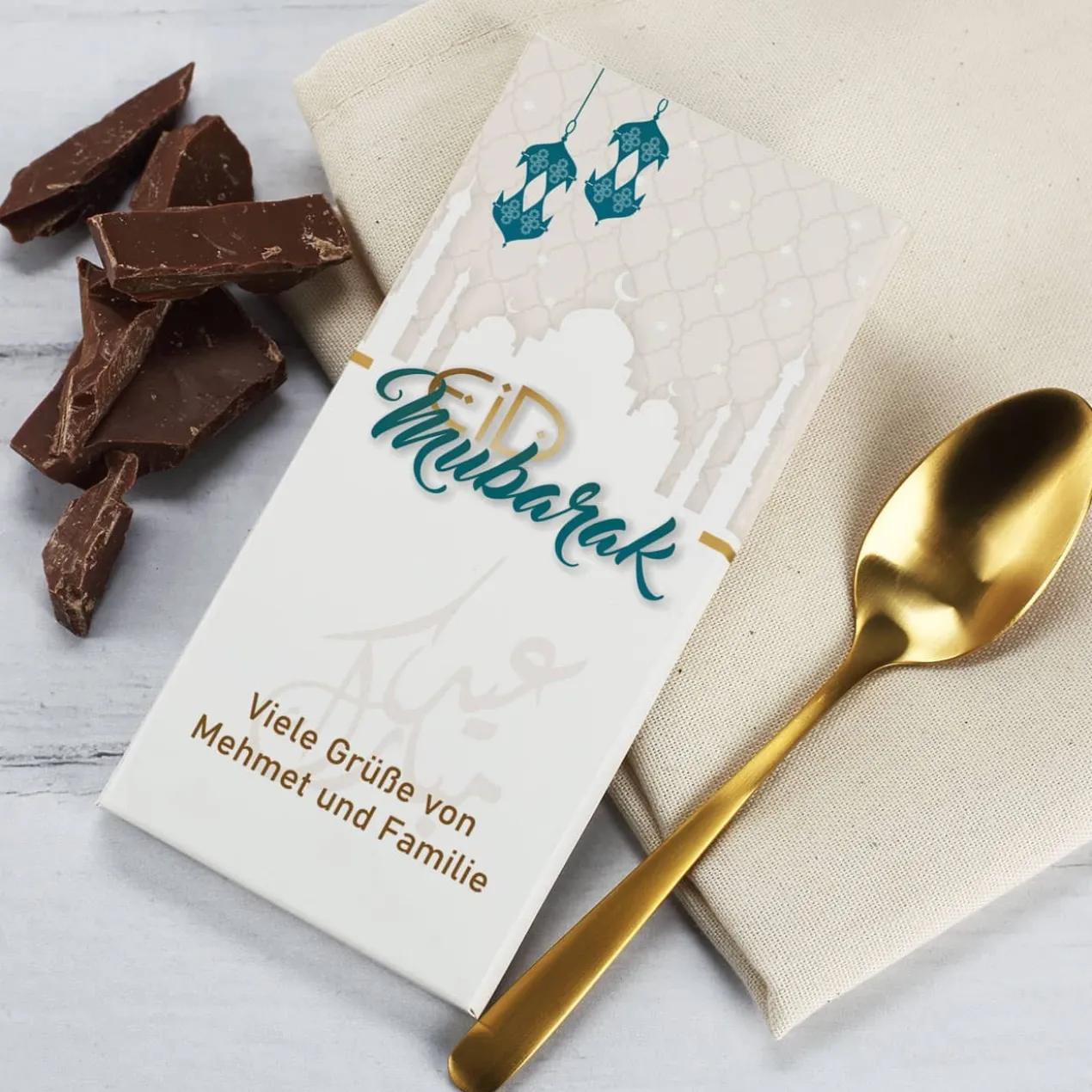 100 g Schokolade zum Zuckerfest mit Wunschtext