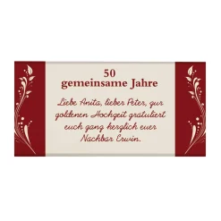 100g Schokolade zur Goldhochzeit mit Wunschtext