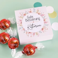 Gute Besserung Geschenk - 4 Lindor Kugeln in einer persönlichen Box