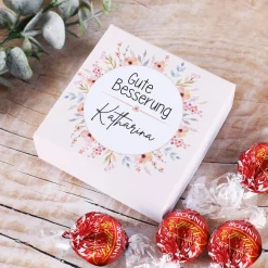 Gute Besserung Geschenk - 4 Lindor Kugeln in einer persönlichen Box