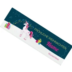 300g Weihnachts-Schokolade mit Einhorn und Wunschtext