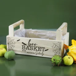 Halloween Boo Basket personalisiert | Geschenkkorb aus Holz zum selbst befüllen