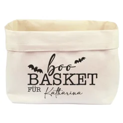 Halloween Korb personalisiert mit Name | Boo Basket aus 100% Baumwolle für Süßes oder Saures