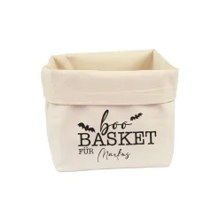 Halloween Korb personalisiert mit Name | Boo Basket aus 100% Baumwolle für Süßes oder Saures