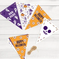 Halloween-Wimpelkette mit Wunschtext personalisiert | Schaurig-schöne Deko für Halloween-Partys