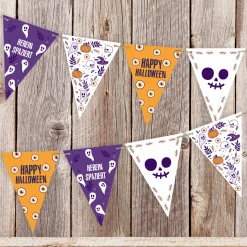 Halloween-Wimpelkette mit Wunschtext personalisiert | Schaurig-schöne Deko für Halloween-Partys