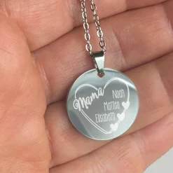 Halskette mit Namen der Kinder in Mamas Herz - mit persönlicher Geschenkbox