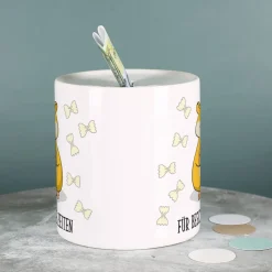 Hamster - Spardose bedruckt mit Klopapier, Nudeln und Wunschtext